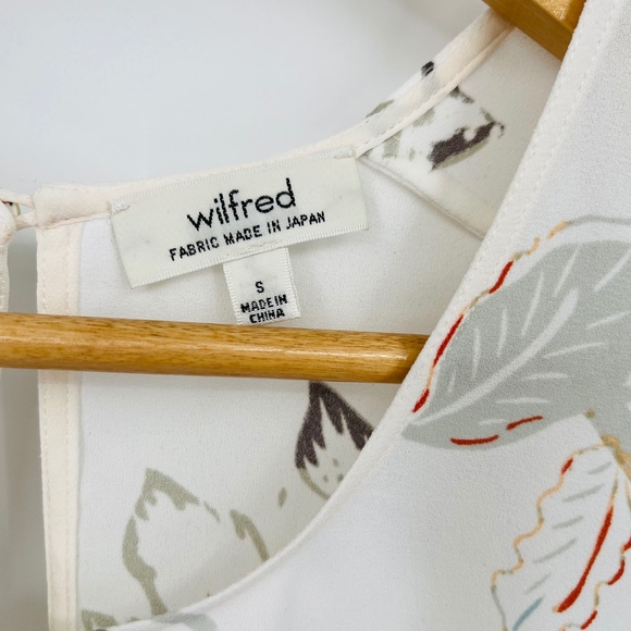 Aritzia Wilfred Cream Floral Print Sevres Silk Trim Sleeveless blouse Size Small - Picture 8 of 10